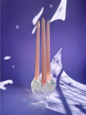 Vintage MCM L.E. Smith Reversible Crystal Ice Candle Holder